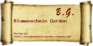 Blumenschein Gordon névjegykártya